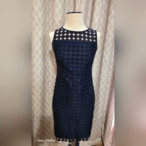 Lauren Ralph Lauren Navy Circle Pattern Mini Dress